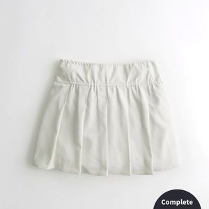 Cream Pleated High Waisted Skirt